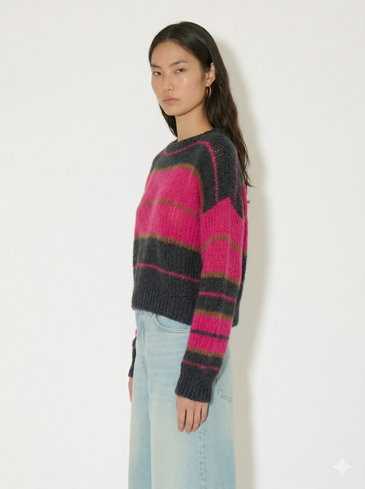A-18 The Luminous Mohair Colorblock Sweater