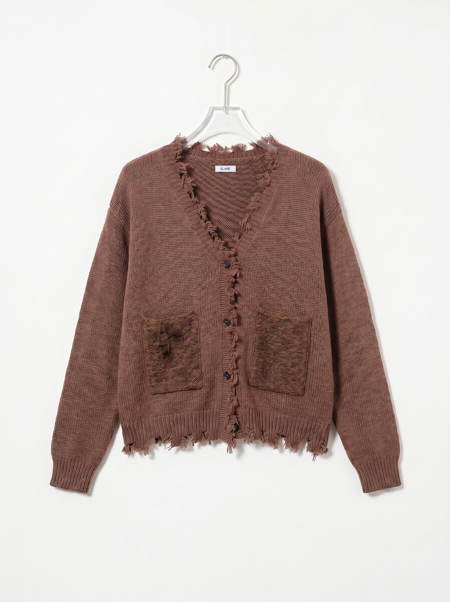 A-01  Raw Edge Frayed Cardigan