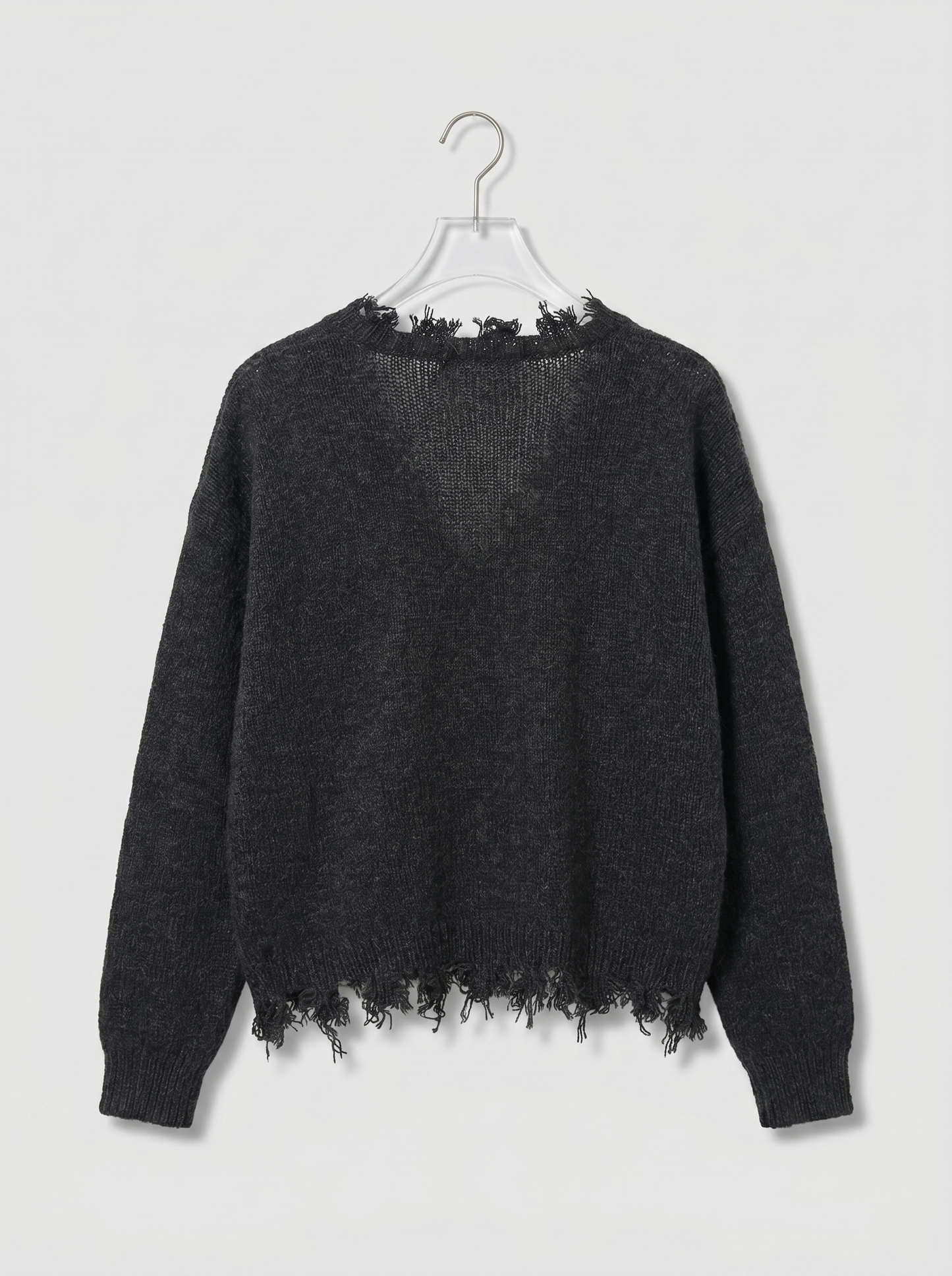A-01  Raw Edge Frayed Cardigan