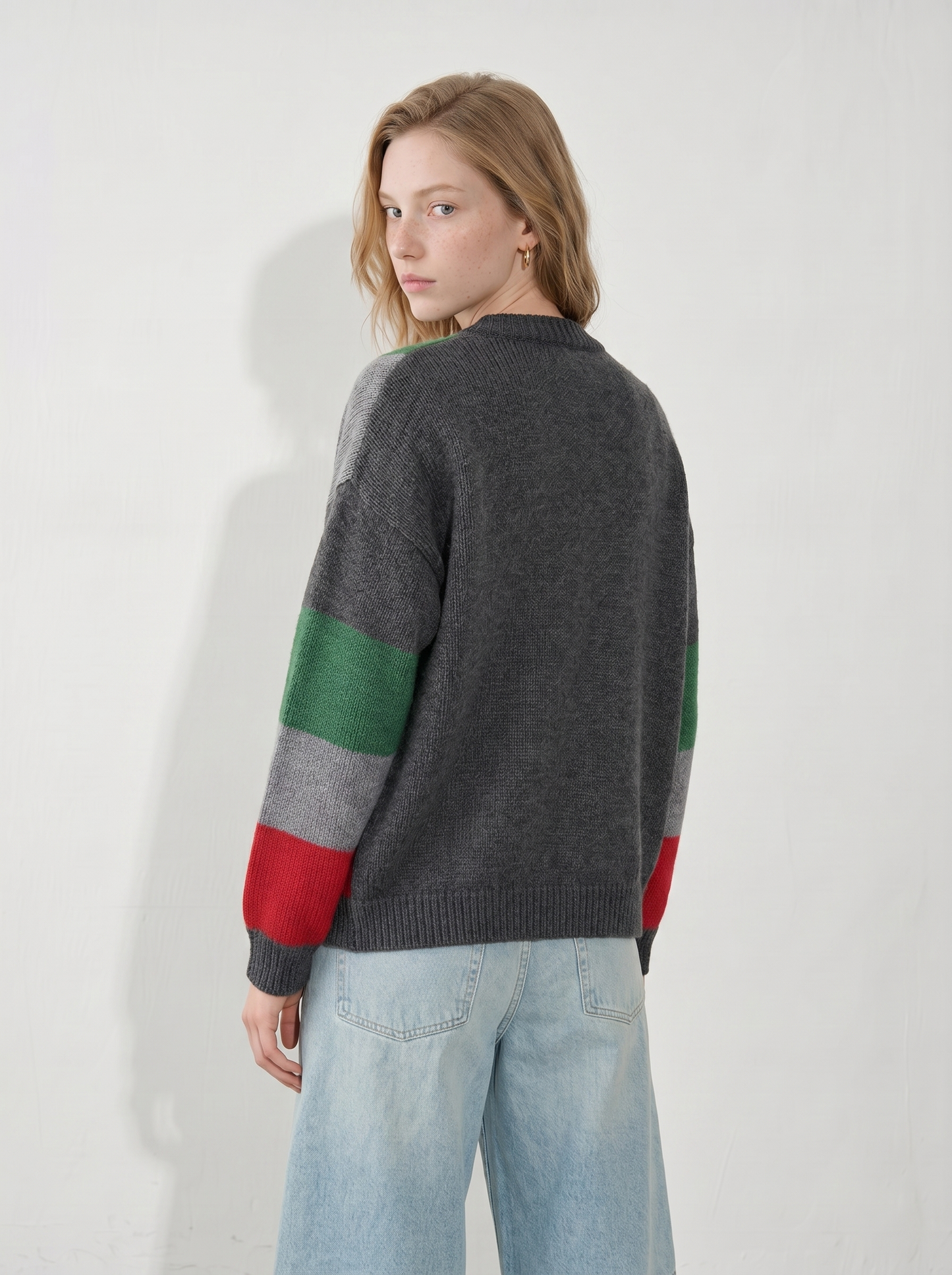 A-04 Geometric Color-Block Cardigan