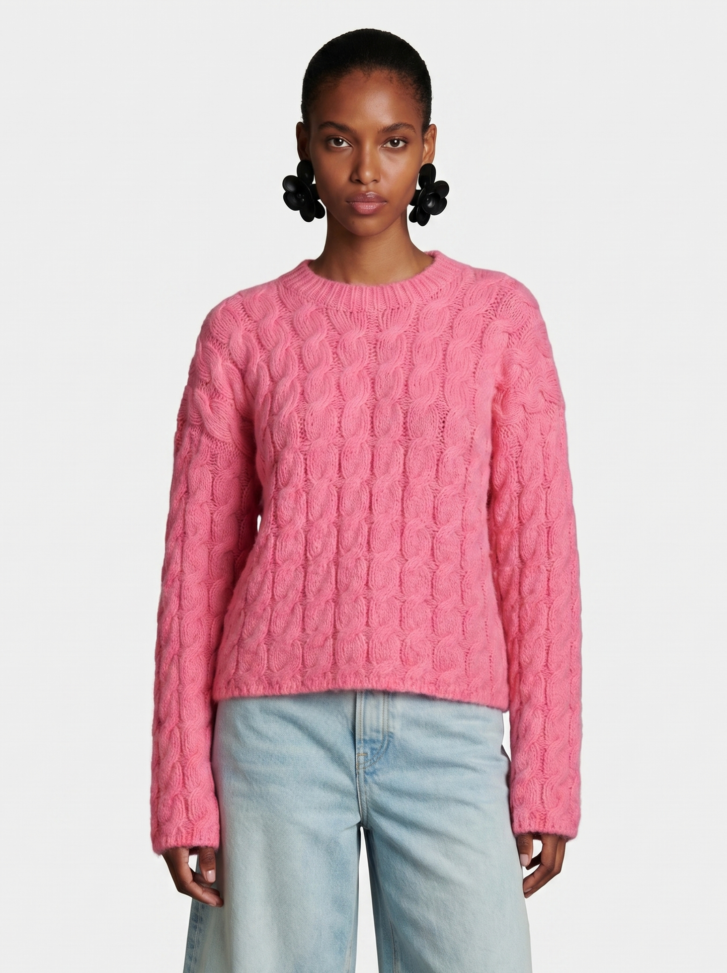A-23 The Pop of Pink Cable Knit