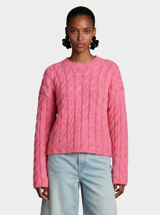 A-23 The Pop of Pink Cable Knit