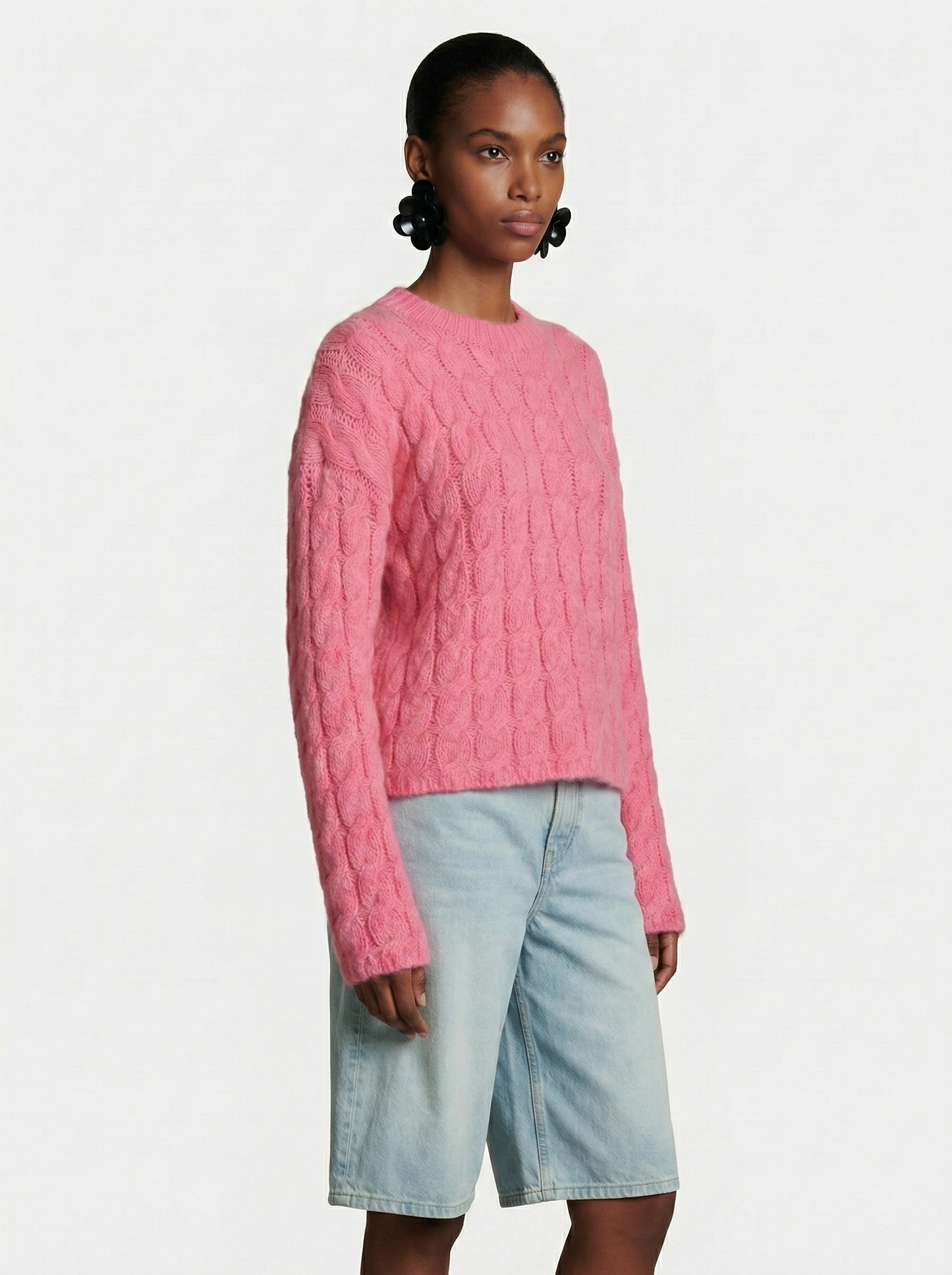 A-23 The Pop of Pink Cable Knit