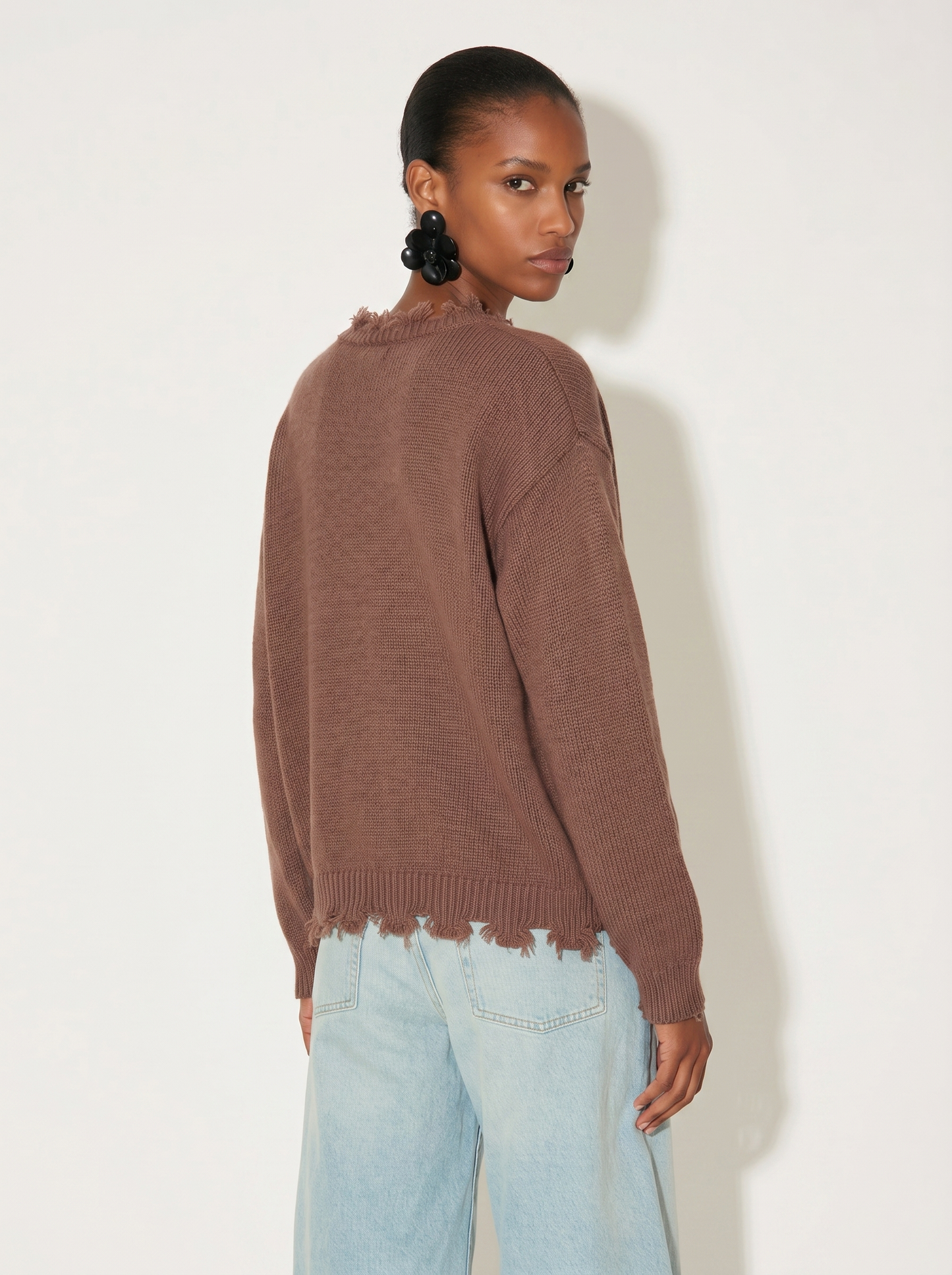 A-01  Raw Edge Frayed Cardigan