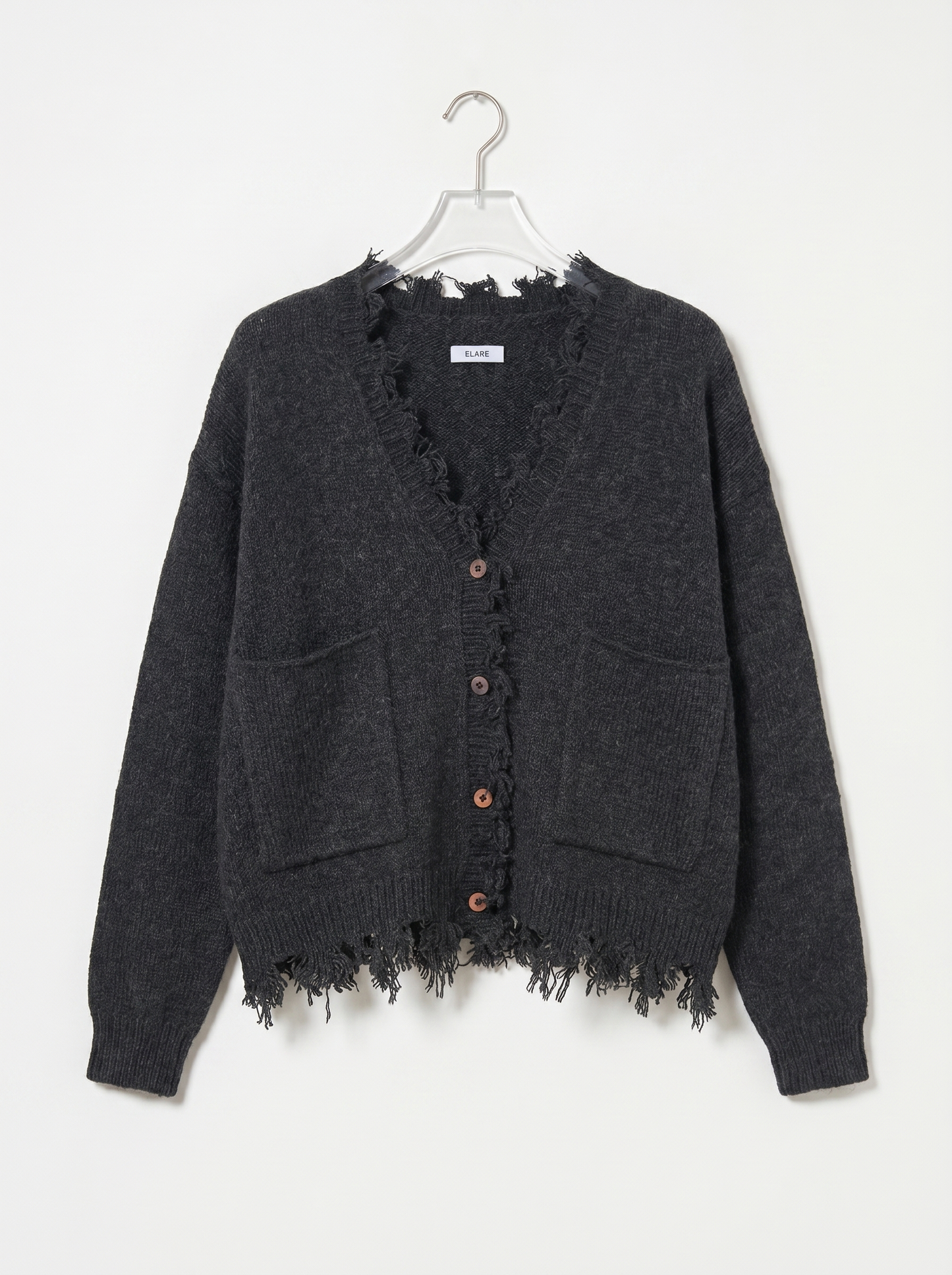 A-01  Raw Edge Frayed Cardigan